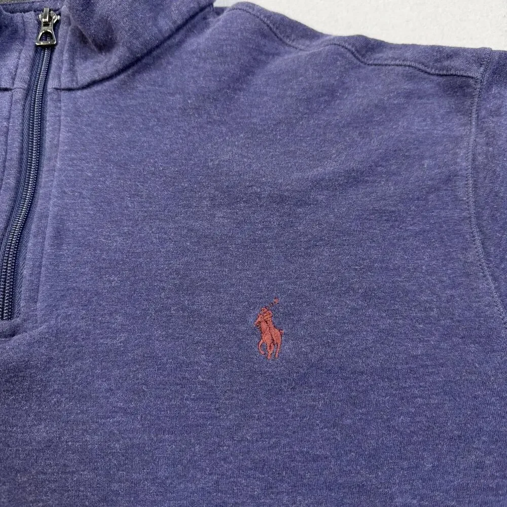 Polo Ralph Lauren Sweatshirt Mens XL Blue 1/4 Zip Mock Neck Pullover Pony Logo